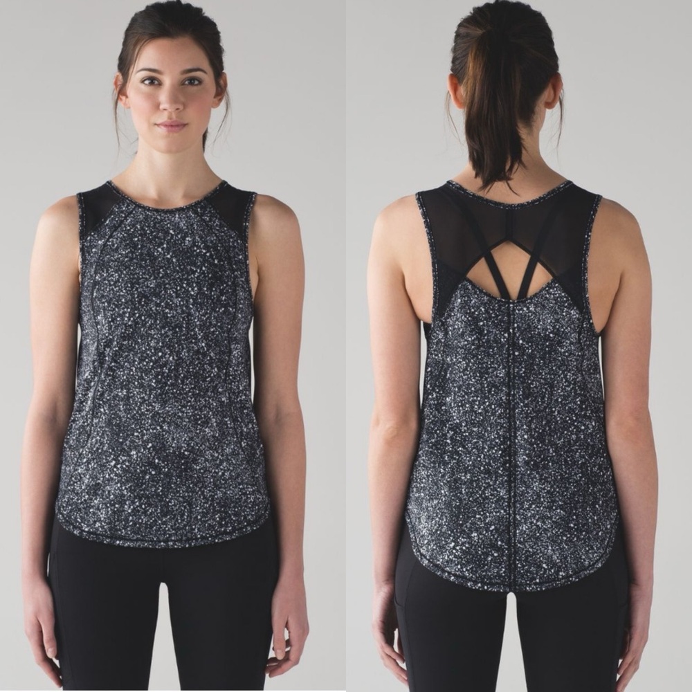 lululemon Sculpt‎ Tank Splatter White Black